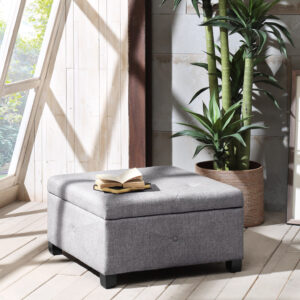 Aspen Soft Close Storage Ottoman in Charcoal From Madison Park