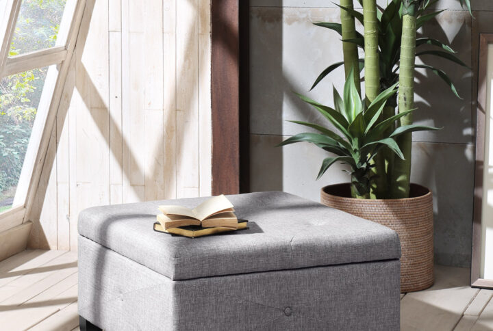 Aspen Soft Close Storage Ottoman in Charcoal From Madison Park