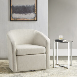 Amber Swivel Chair in Ivory From Martha Stewart