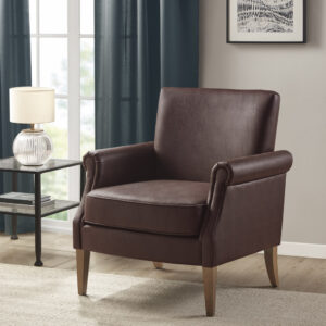 Annika Faux Leather Accent Arm Chair in Brown From Madison Park