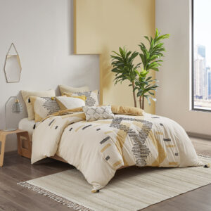 Arizona 3 Piece Cotton Duvet Cover Set in Yellow From INK+IVY