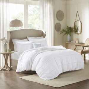 Celeste 4 Piece Microfiber 2-in-1 Duvet Set in White From Madison Park