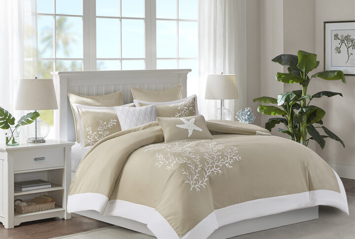 Coastline 5 Piece Duvet Set in Khaki From Harbor House