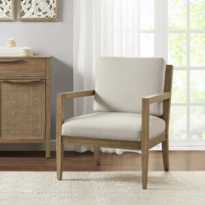 Tage Upholstered Accent Armchair in Ivory From Madison Park