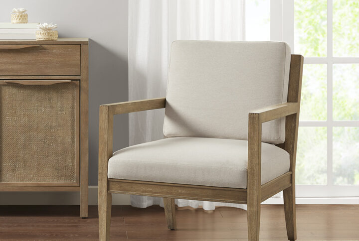 Tage Upholstered Accent Armchair in Ivory From Madison Park