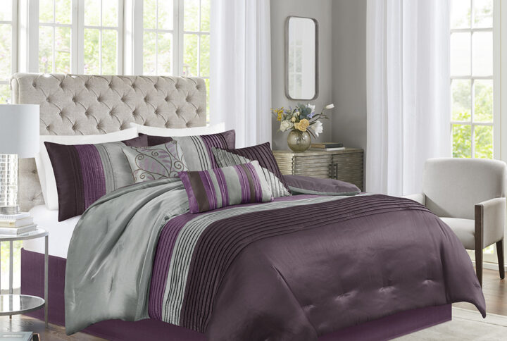 Amherst 7 Piece Comforter Set in Purple From Madison Park