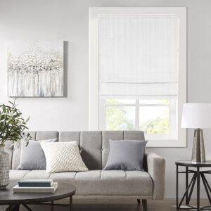 Galen Basketweave Room Darkening Cordless Roman Shade in White From Madison Park