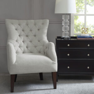 Hannah Button Tufted Wing Chair in Ivory From Madison Park