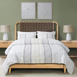 Jameson Woven Faux Leather Bed Queen in Natural From INK+IVY