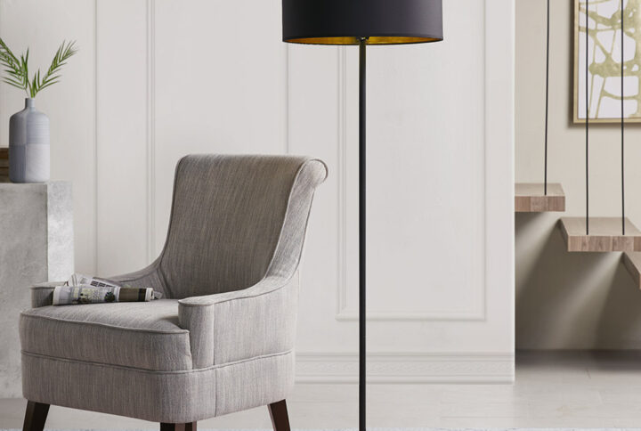 Hunts Metal Floor Lamp in Gold/Black From Martha Stewart