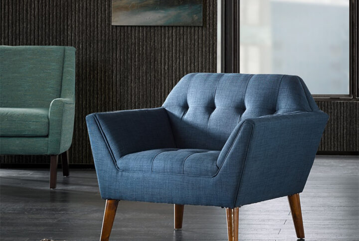 Newport Newport Wide Mid-Century Modern Lounge Chair in Blue From INK+IVY