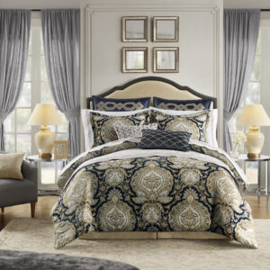 Valentina 4 Piece Comforter Set in Navy From Croscill Classics