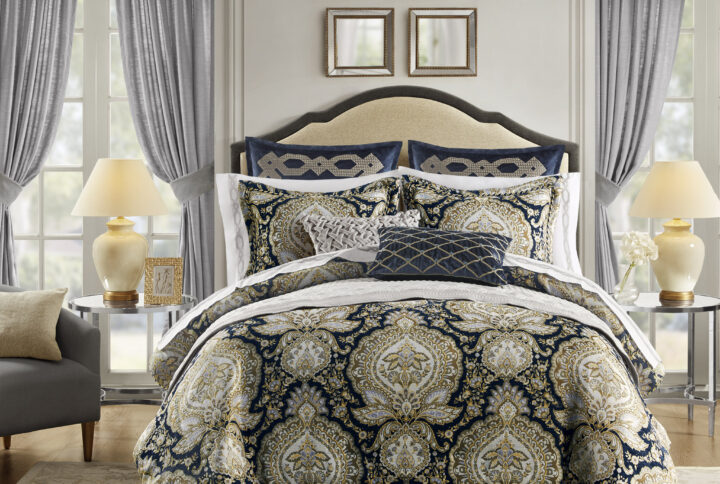 Valentina 4 Piece Comforter Set in Navy From Croscill Classics