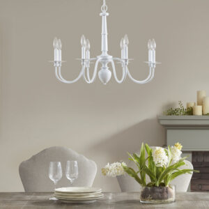 Amelia 8-Light Traditional Metal Chandelier in Glossy White From Martha Stewart