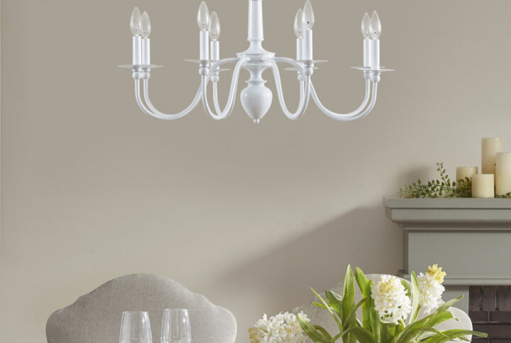 Amelia 8-Light Traditional Metal Chandelier in Glossy White From Martha Stewart