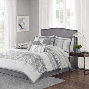 Bennett 7 Piece Comforter Set in Grey From Madison Park