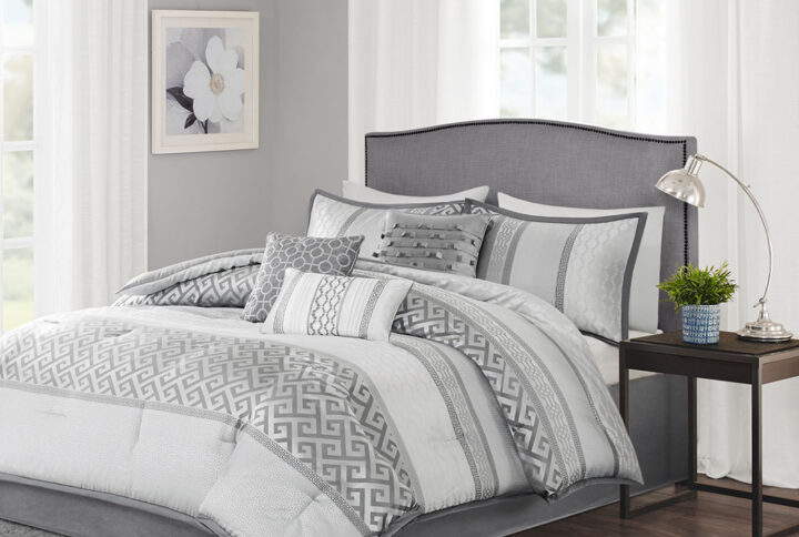 Bennett 7 Piece Comforter Set in Grey From Madison Park