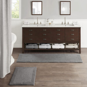 Splendor 100% Cotton Tufted 3000 GSM Reversible Bath Rug in Charcoal From Madison Park Signature