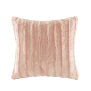 Duke Faux Fur Square Pillow in Blush From Madison Park