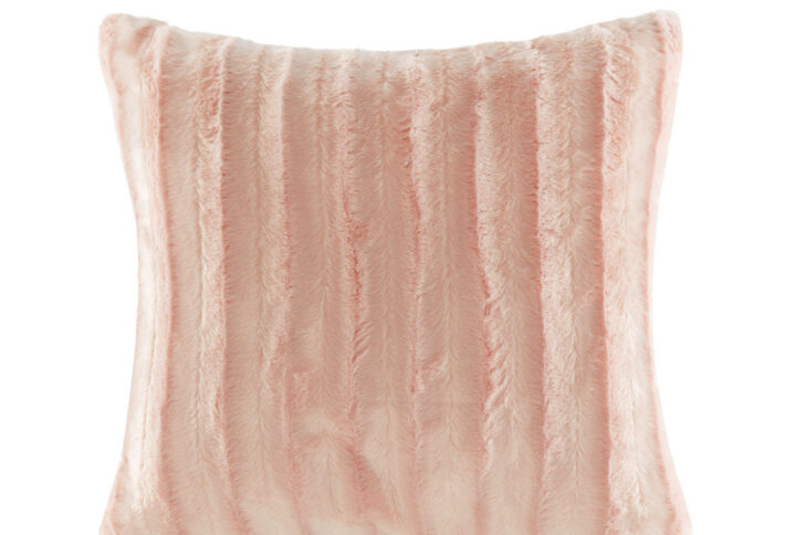 Duke Faux Fur Square Pillow in Blush From Madison Park