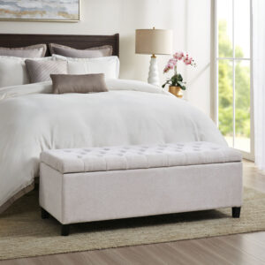 Shandra Tufted Top Soft Close Storage Bench in Natural From Madison Park