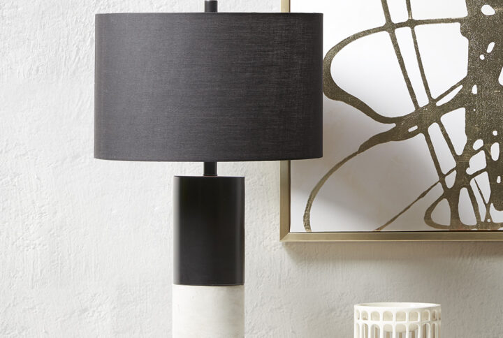 Fulton Concrete Table Lamp in Black/Grey From INK+IVY