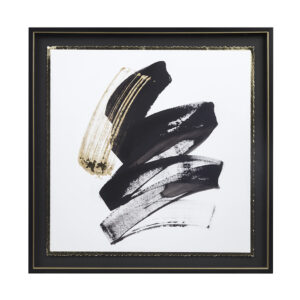 Abstract Talon Framed Glass and Single Matted Foiled Deckle Edge Wall Art in Black From Madison Park