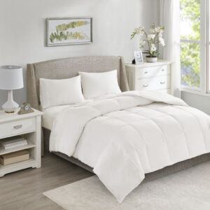 All Season Warmth Oversized 100% Cotton Down Comforter in White From True North by Sleep Philosophy