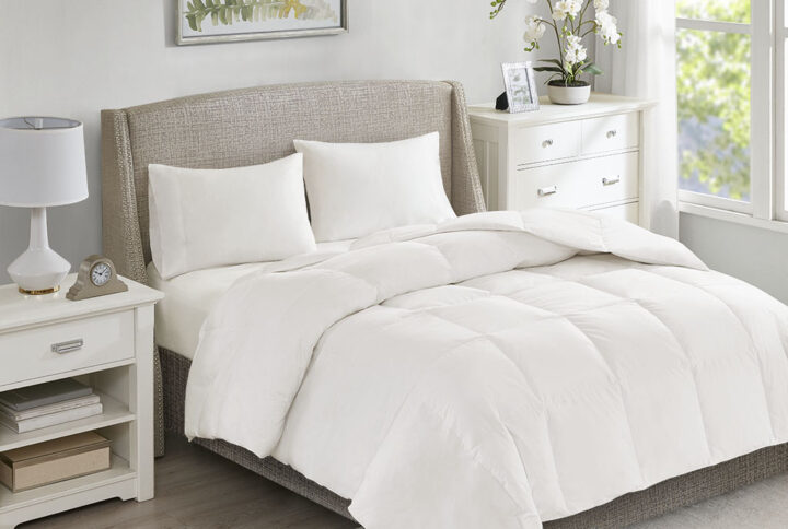 All Season Warmth Oversized 100% Cotton Down Comforter in White From True North by Sleep Philosophy