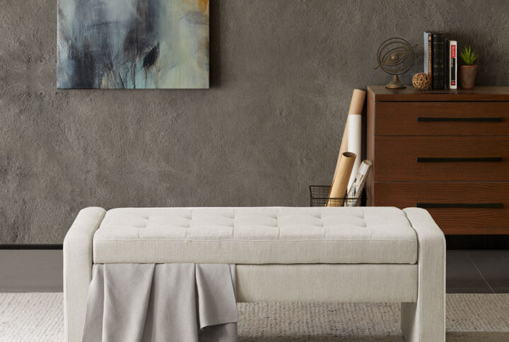 Gillian Soft Close Storage Bench in Cream From Madison Park