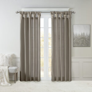 Emilia Twist Tab Lined Window Curtain Panel in Pewter From Madison Park