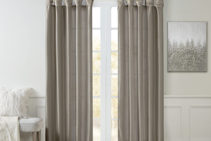 Emilia Twist Tab Lined Window Curtain Panel in Pewter From Madison Park