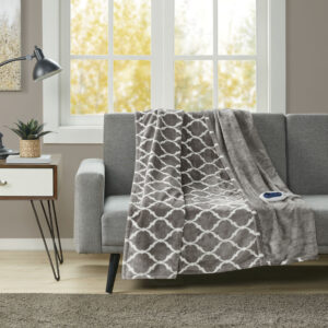 Heated Ogee Throw in Grey From Beautyrest