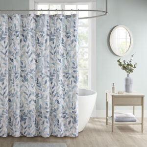 Sofia Botanical Printed Shower Curtain in Blue From Madison Park Essentials