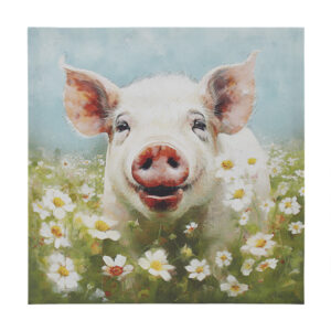 Sunshine Animals Pig Canvas Wall Art in Pig/Green Multi From Madison Park