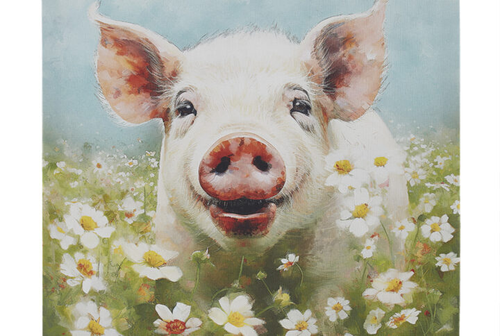 Sunshine Animals Pig Canvas Wall Art in Pig/Green Multi From Madison Park