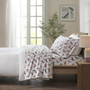 Cozy Flannel Printed Sheet Set in Reindeer From True North by Sleep Philosophy