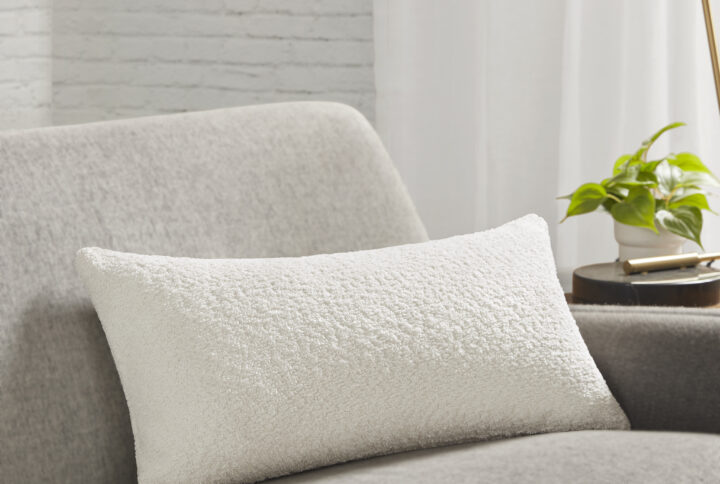 Orion Boucle Oblong Decor Pillow in White From Croscill Casual