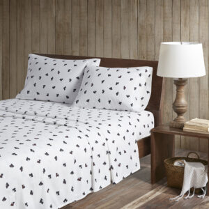 Flannel Sheet Set in Black/White Scottie Dogs From Woolrich