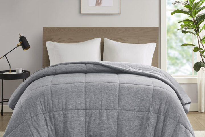 Comfort Cool Jersey Knit Oversized Down Alternative Comforter in Grey From Urban Habitat