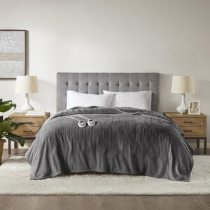 Plush Heated Blanket in Dark Grey From Serta