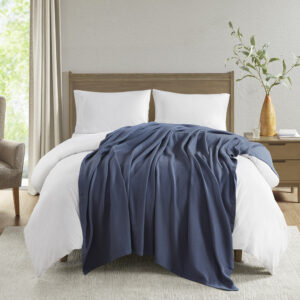 Liquid Cotton Blanket in Navy From Madison Park