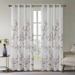 Cecily Burnout Printed Curtain Panel in Mauve From Madison Park