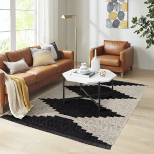 Amanda Black & Ivory Modern Area Rug in Black/Ivory From Madison Park