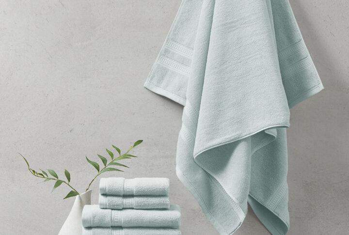 Plume 100% Cotton Feather Touch Antimicrobial Towel 6 Piece Set in Seafoam From Beautyrest