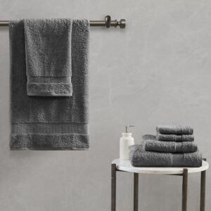 Luce 100% Egyptian Cotton 6 Piece Towel Set in Charcoal From Madison Park Signature