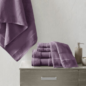 Turkish Cotton 6 Piece Bath Towel Set in Purple From Madison Park Signature