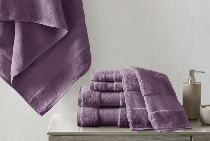 Turkish Cotton 6 Piece Bath Towel Set in Purple From Madison Park Signature