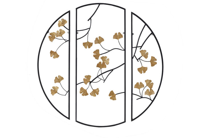 Golden Gingko Leaves 3-piece Metal Wall Decor Set in Black/Gold From Madison Park