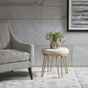 Beverly Round stool in Tan/Gold From INK+IVY